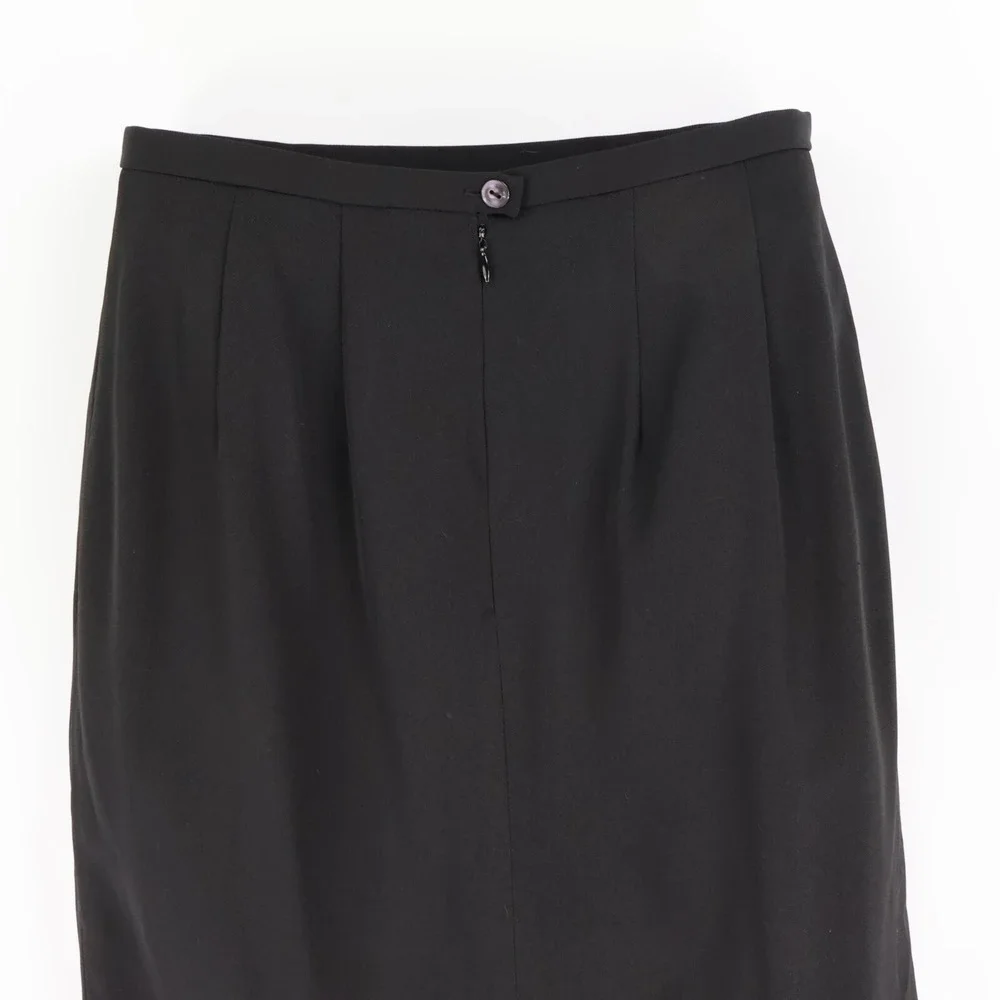 Harve Benard Midi Pencil Skirt Womens Size 6 Black Polyester Blend Lined Pleated